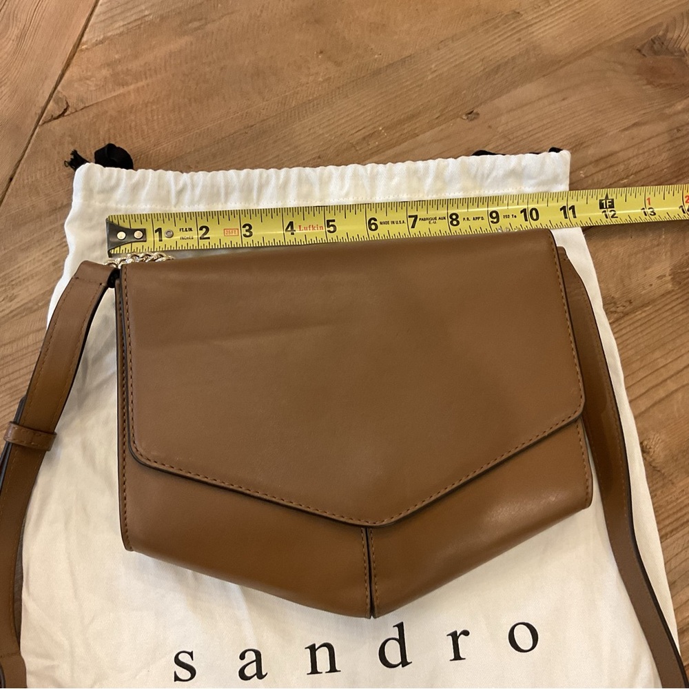 Sandro Paris Envelope Crossbody Bag Cognac Leather Gold Chain‎ – NWT - Picture 10 of 12